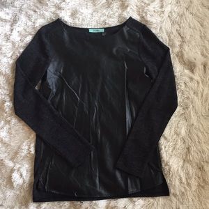 Karlie Sweater with Leather Front Size Small Black